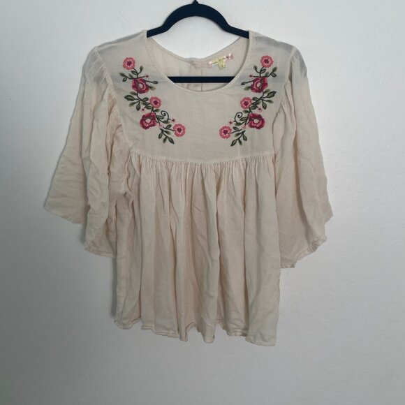 Boho Embroidered Floral Chic Girly Bohemian Artsy Art Hipster Hippie Hip Blouse - Picture 2 of 5